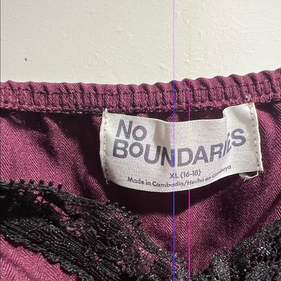No Boundaries Purple Dark Cherry Camisole Top with Black Lace XL - Picture 3 of 7